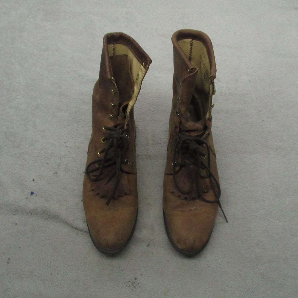 Sears? Men? 9M Boots Brown Leather Rugged Packer Kiltie Ankle Lacer USA Made VTG